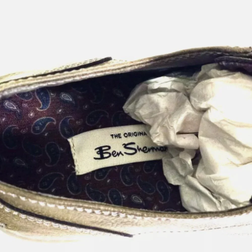 Ben Sherman Mens Oxford Dress Shoes 8M Gray Faux Leather Lace Up NIB
